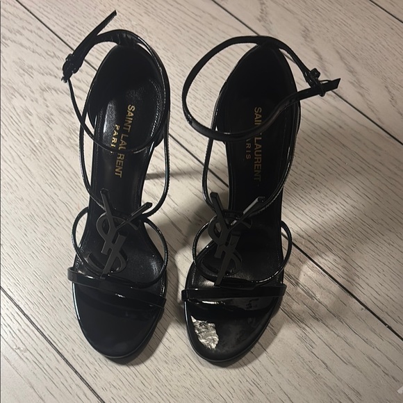 Saint Laurent Black Strappy Heels - Picture 1 of 6